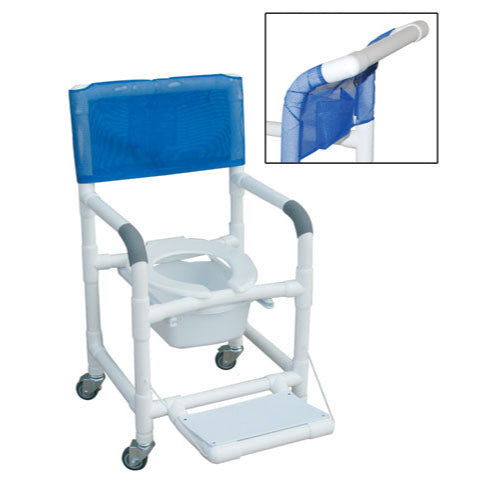 Shower Chair PVC Dlxe Drop Arm with Folding Footrest & Sq. Pail
