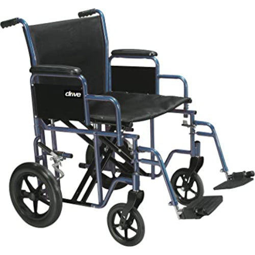 Drive Medical Bariatric Heavy Duty Transport Wheelchair with Swing Away Footrest, 22-Inch Seat, 450 lbs Weight Capacity, Foldable Design, Moovkart