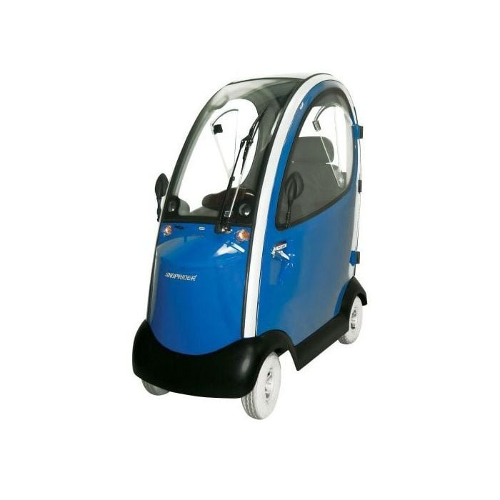 Shoprider Flagship Enclosed Cabin Scooter, Weather-Protected Mobility with Front/Rear Suspension, Blue