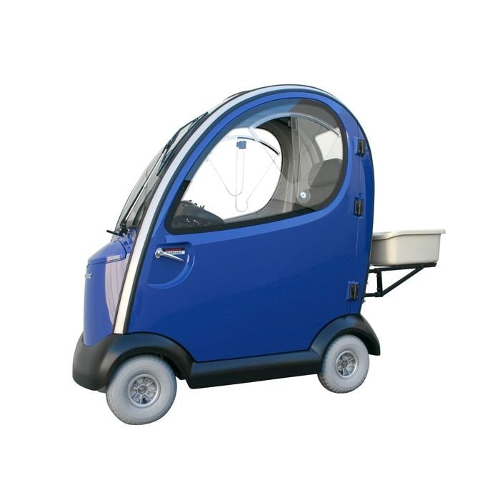 Shoprider Flagship Enclosed Cabin Scooter, Weather-Protected Mobility with Front/Rear Suspension, Blue