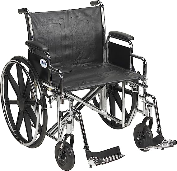 Drive Medical Standard Dual-Axle 22 Wheelchair with Removable Full Arms & Swing Away Footrests