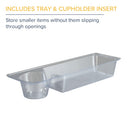 Drive Medical Snap-On Walker Basket with Plastic Insert Tray and Cup Holder for Folding Walkers