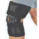 Alex Orthopedic Black wrap-around hinged knee brace for injury recovery, Moovkart