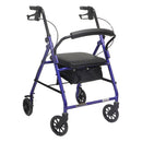 Alex Orthopedic Rollator with Adjustable Height, Aluminum Frame, Loop Brakes and Padded Seat