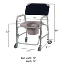 Alex Orthopedic Transport Shower Chair with Swivel Casters for Safe Bathroom Mobility Assistance
