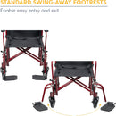 Drive Medical 22 Inch Bariatric Aluminum Transport Chair with 12 Inch Rear Flat Free Wheels