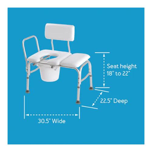 Carex Vinyl Padded Bathtub Transfer Bench with Cut Out and Pail