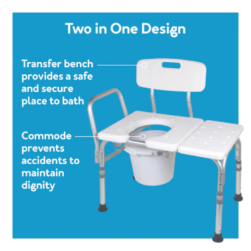 Carex Bathtub Transfer Bench with Adjustable Height and Slip-Resistant Surface