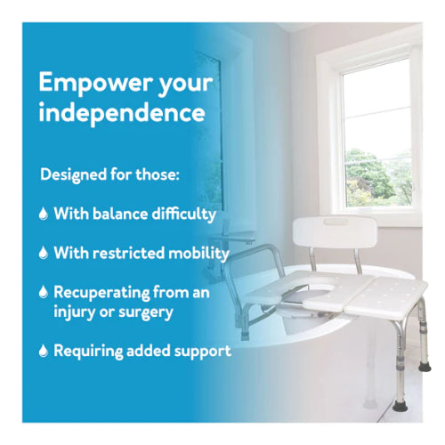 Carex Bathtub Transfer Bench with Adjustable Height and Slip-Resistant Surface