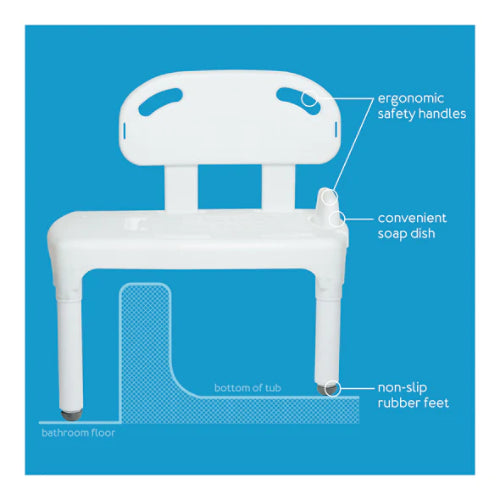 Carex Bathtub Transfer Bench with Reversible Backrest