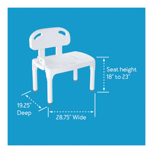 Carex Bathtub Transfer Bench with Reversible Backrest