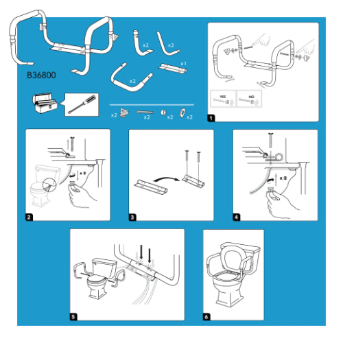 Carex Toilet Safety Frame, Adjustable and Secure Support Rail