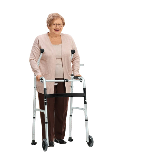 Foldable Rehabilitation Auxiliary Walker with 5 inch wheels by Costway
