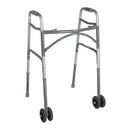 Drive Medical Aluminum Bariatric Two-Button Folding Walker with Wheels for Adults, Pack of 2 – Durable and Adjustable Mobility Aid, Moovkart