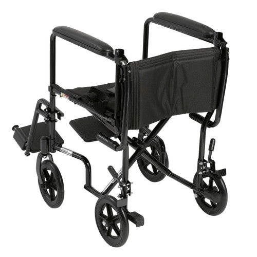 Drive Medical Lightweight Transport Wheelchair, Black, 19 Inches Seat Width