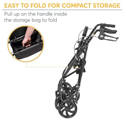 ProBasics Aluminum Rollator with Loop Brake Black 4 Wheel