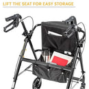 ProBasics Aluminum Rollator with Loop Brakes and Soft Seatand Folding Storage Pouch, Black