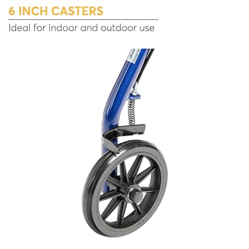 Drive Medical Aluminum Rollator 4 Wheel with Pouch and Padded Seat Blue, 2 pack