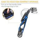 Drive Medical Aluminum Rollator 4 Wheel with Pouch and Padded Seat Blue, 2 pack