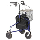 Drive Medical Rollator 3-Wheeled in Flame Blue with pouch, basket, and loop brake for stability and convenience. Moovkart