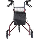 Drive Medical 3 Wheeled Rollator with Basket Tray and Pouch, Flame Red
