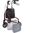 Drive Medical 3 Wheeled Rollator with Basket Tray and Pouch, Flame Red