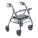 Drive Medical Bariatric Steel Rollator Oversize in Blue, Pack of 2 with loop basket for convenient storage and durability. Moovkart