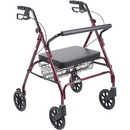 Drive Medical Bariatric Steel Rollator Oversize in Red with loop basket for added storage and durability. Moovkart