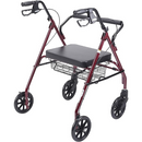 Drive Medical Bariatric Steel Rollator Oversize with Loop Basket, Red