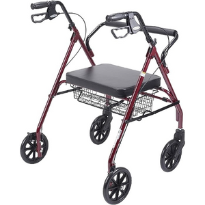 Drive Medical Bariatric Steel Rollator Oversize with Loop Basket, Red Hover