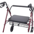 Drive Medical Bariatric Steel Rollator Oversize with Loop Basket, Red