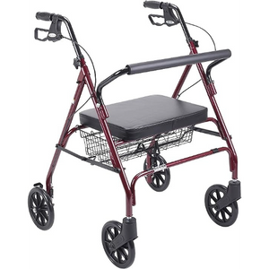 Drive Medical Bariatric Steel Rollator Oversize with Loop Basket, Red