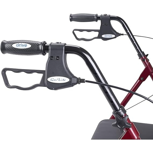 Drive Medical Bariatric Steel Rollator Oversize with Loop Basket, Red