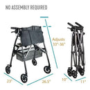 Stander EZ Fold-N-Go Rollator Lightweight Folding 4 Wheel Rolling Walker for Seniors