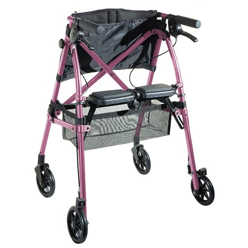 Stander EZ Fold-N-Go Lightweight Folding Rollator, Regal Rose, Pack of 2