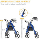 Drive Medical Duet Rollator Transport Chair with Seat, Carry Pouch and Adjustable Backrest for Comfort