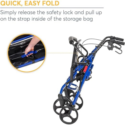 Drive Medical Duet Rollator and Transport Chair, Blue