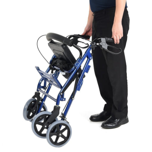 Drive Medical Duet Rollator and Transport Chair, Blue