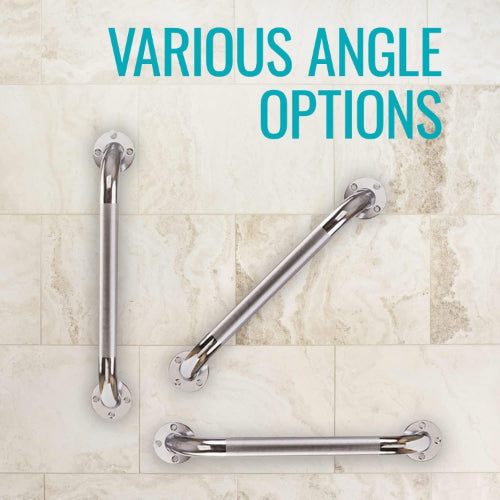 Carex Textured Chrome Wall Steel Grab Bar, 18 Inch, Pack of 2
