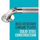 Carex 18 Inches Textured Steel Chrome Wall Grab Bar for Bathroom Support, 2 Pack