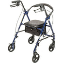 Drive Medical Steel Rollator with 6 Inch Wheels, Height Adjustable, Knocked-down, Blue