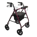 ProBasics Deluxe Aluminum Rollator with Padded Seat for Storage and 8-Inch Wheels, Burgundy