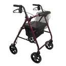 ProBasics Deluxe Aluminum Rollator with Padded Seat for Storage and 8-Inch Wheels, Burgundy