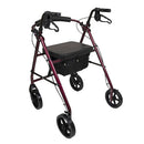 ProBasics Deluxe Aluminum Rollator with Padded Seat for Storage and 8-Inch Wheels, Burgundy