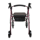 ProBasics Deluxe Aluminum Rollator with Padded Seat for Storage and 8-Inch Wheels, Burgundy