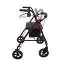 ProBasics Deluxe Aluminum Rollator with Padded Seat for Storage and 8-Inch Wheels, Burgundy