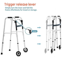 ProBasics Sure Lever Release Folding Walker with 5 Inches Wheel, Blue Flame