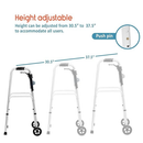 ProBasics Sure Lever Release Folding Walker with 5 Inches Wheel, Blue Flame