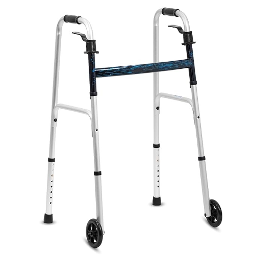 ProBasics Folding Walker with 5 inch Wheel, Blue Flame