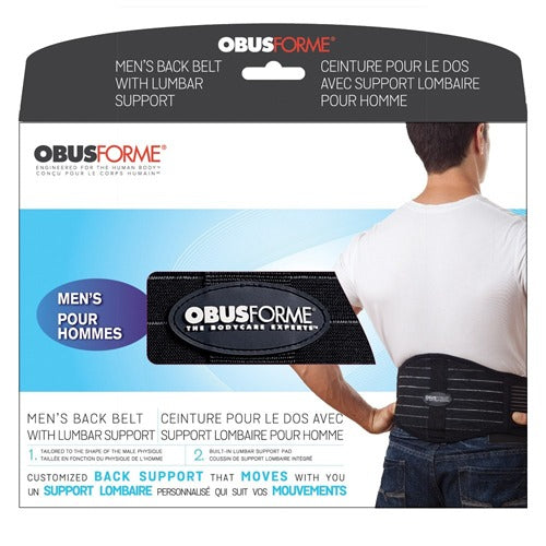 ObusForme Lumbar Support Back Belt for Male, Black